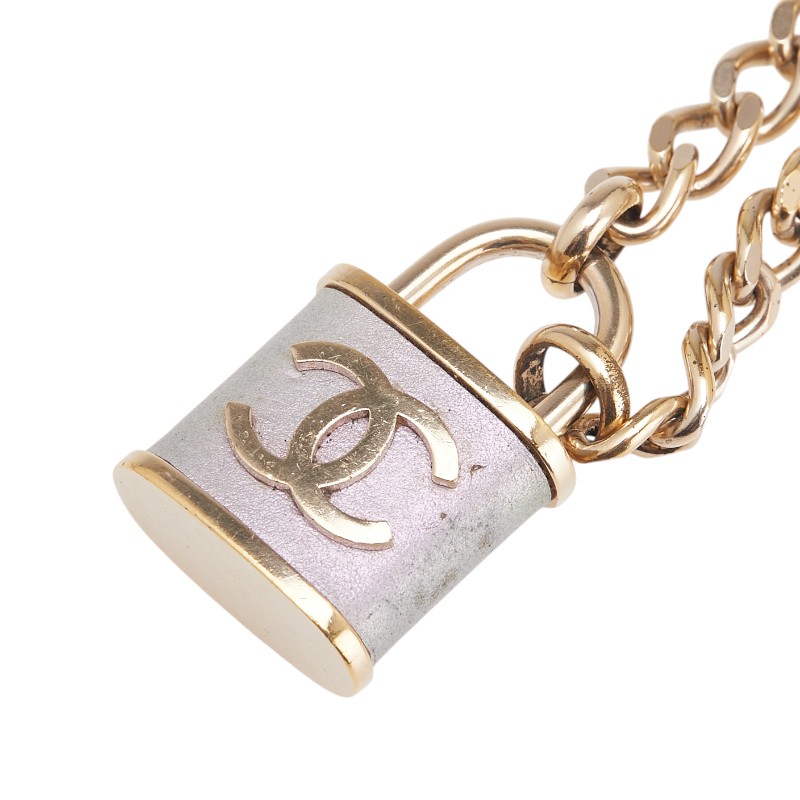 シャネル ココマーク カデナ 南京錠 モチーフ チェーン ネックレス ゴールド メッキ レディース CHANEL 【中古】