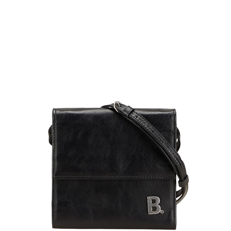 バレンシアガ Bロゴ 三つ折り財布 ショルダーウォレット 580037 ブラック レザー メンズ BALENCIAGA 【中古】|【銀座パリス】 店