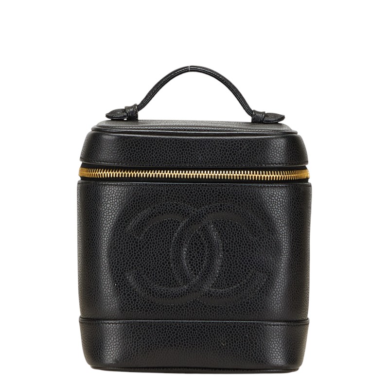 シャネル ココマーク バニティバッグ かざり付ける合切袋 黒いこと キャビアひと肌 レディース CHANEL 【中古】