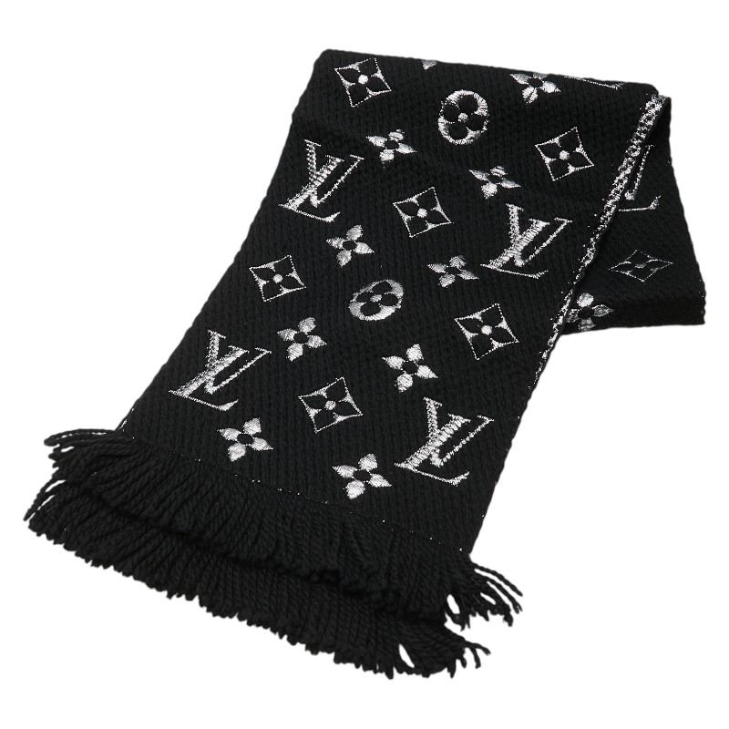 【極美品】ルイヴィトン　エシャルプロゴマニア　マフラーM74742 グリペルル ルイヴィトンエシャルプ ロゴマニア グリペルル レディース