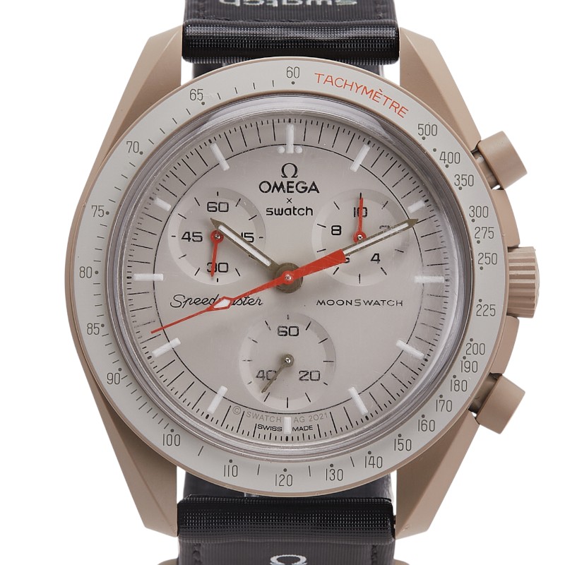オメガ × スウォッチ Swatch スピードマスター ムーンスウォッチ MISSION TO JUPITER 腕時計 SO33C100 クオーツ グレー文字盤 セラミック ナイロン メンズ OMEGA 【中古】