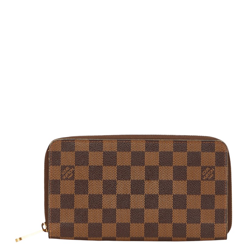 ルイ ヴィトン ダミエ ジッピー まとめ役 長紙入れ N60003 赤銅色 PVC なめし革 レディース LOUIS VUITTON 【中古】