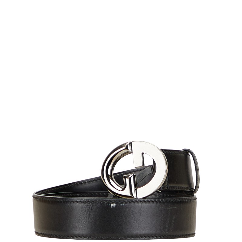 GUCCI ブラックレザーベルト 95/38 Gucci Black GG Imprime Coated Canvas Interlocking G Belt