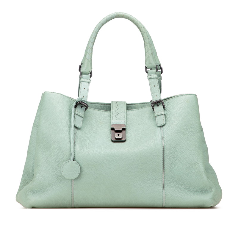ボッテガヴェネタ イントレチャート ローマ ハンドバッグ グリーン系 レザー レディース BOTTEGAVENETA 【中古】