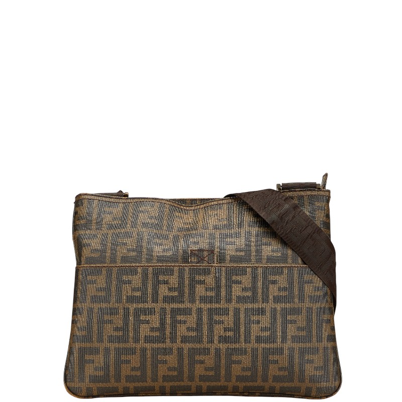 フェンディ ズッカ 斜め掛け ショルダーバッグ 7VA247 カーキ ブラウン PVC レザー レディース FENDI 【中古】｜【銀座パリス】　店