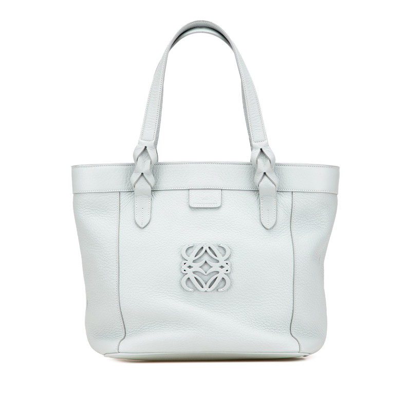 ロエベ アナグラム フスタ ハンドバッグ トートバッグ ベビーブルー レザー レディース LOEWE 【中古】
