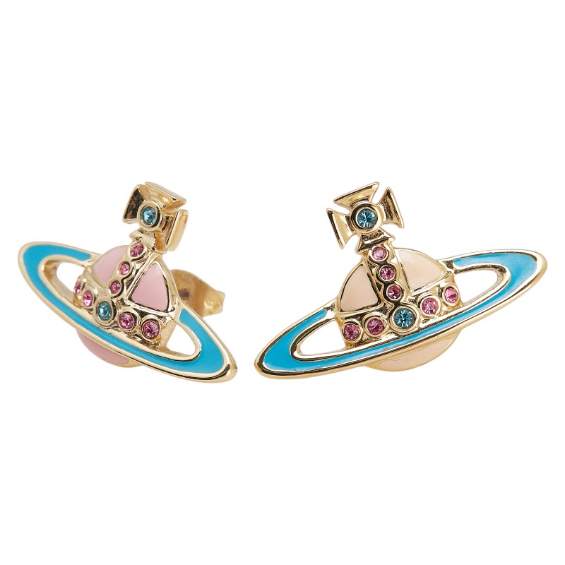 ヴィヴィアンウエストウッド オーブ スタッドピアス ゴールド マルチカラー メッキ ラインストーン レディース Vivienne Westwood 【中古】
