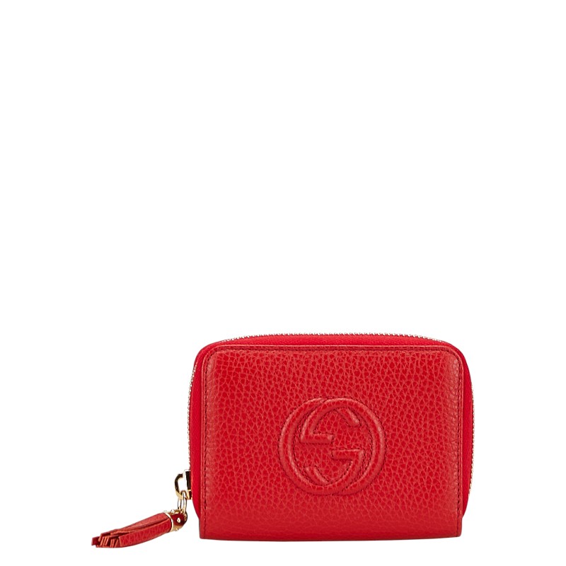 グッチ ソーホー インターロッキングG 二つ折り紙入れ 御釣り入れ 598209 赤いこと なめし革 レディース GUCCI 【中古】