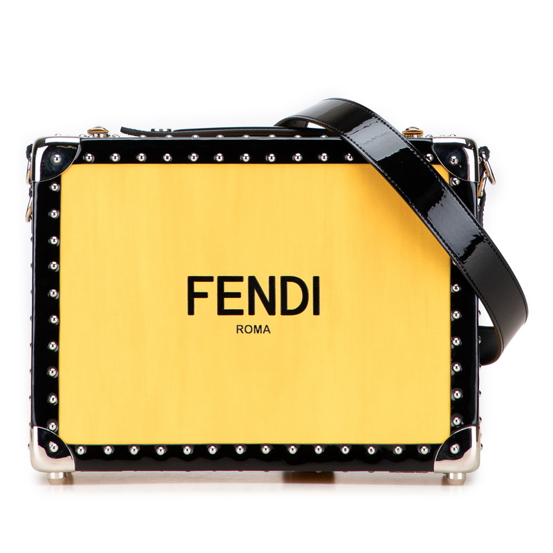 フェンディ ロゴ トランクケース ショルダーバッグ 2WAY 7VV134 イエロー ブラック レザー エナメル レディース FENDI 【中古】｜【銀座パリス】　店