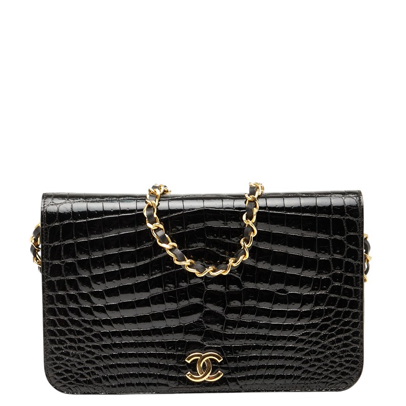 シャネル ココマーク チェーン ショルダーバッグ ブラック クロコダイル レディース CHANEL 【中古】｜【銀座パリス】　店 291,600円
