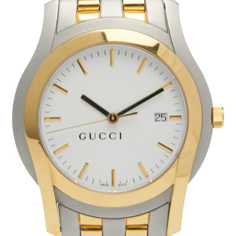 可動品【GUCCI/グッチ】Gクラス 5500XL　スイス製　デイト　グレー系ダイヤル　シルバー　SS　コマ/箱付き　QZ　メンズ腕時計　B723 gucci 5500xlの通販