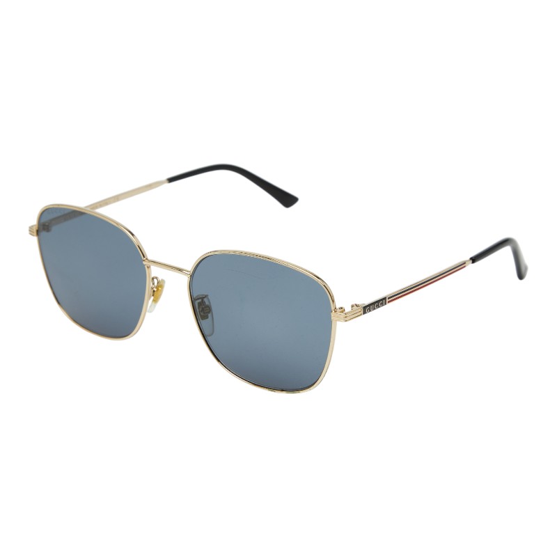 グッチ ウェリントン UVカット サングラス GG0837SK ブラック ゴールド ブルー プラスチック メッキ レディース GUCCI 【中古】｜【銀座パリス】　店