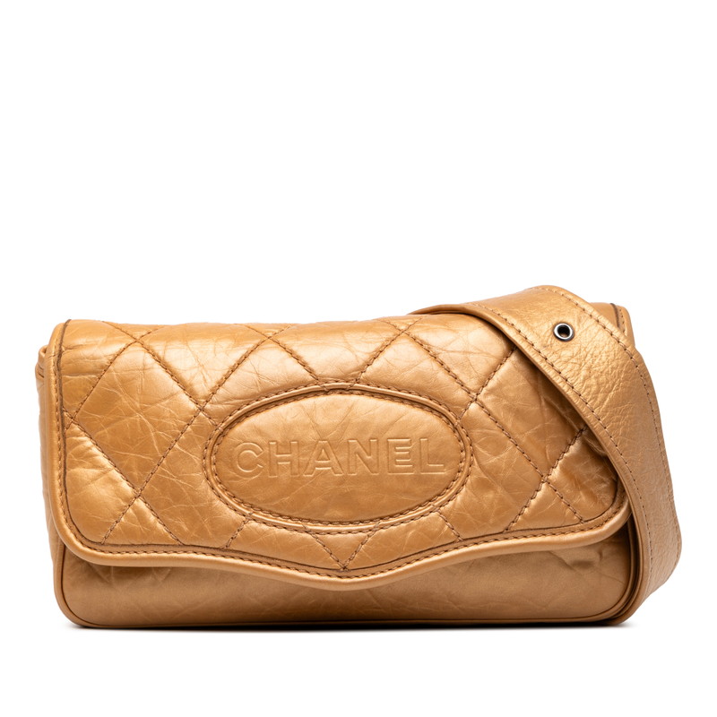 シャネル マトラッセ ワイルドステッチ ヴィンテージ 斜め掛け ショルダーバッグ ゴールド レザー レディース CHANEL 【中古】