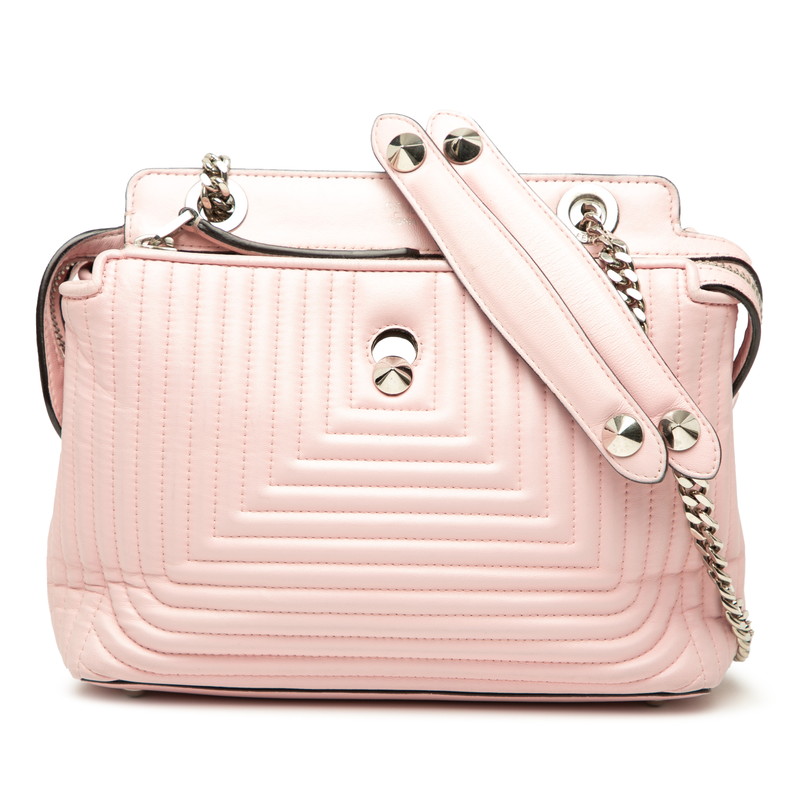 フェンディ ドットコム クリック チェーン ショルダーバッグ 8BN299 ピンク レザー レディース FENDI 【中古】