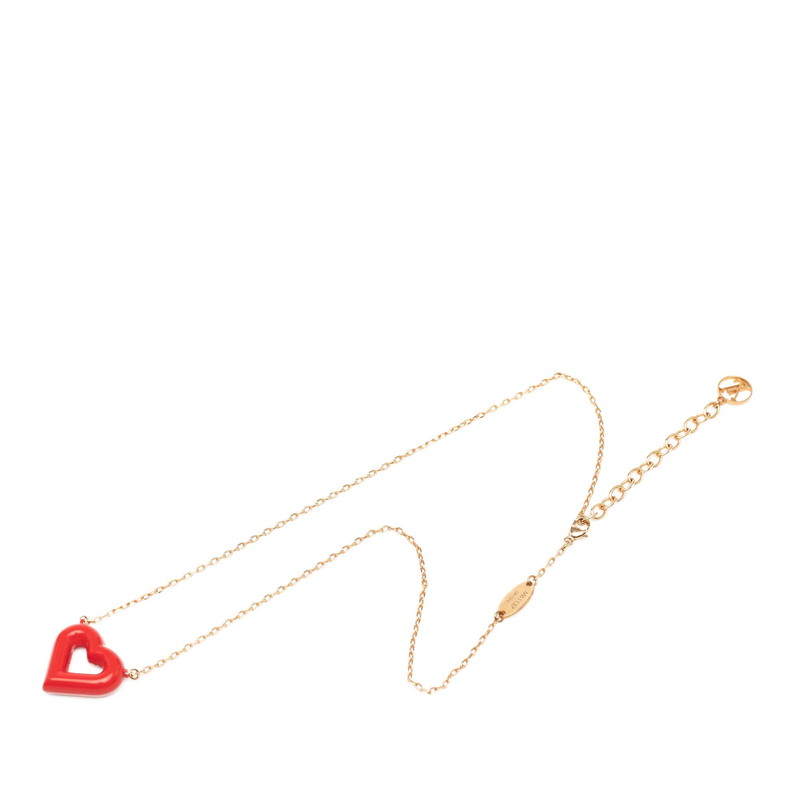 ルイ ヴィトン LV&V ハート ペンダント ネックレス M61137 ゴールド レッド メッキ レディース LOUIS VUITTON 【中古】