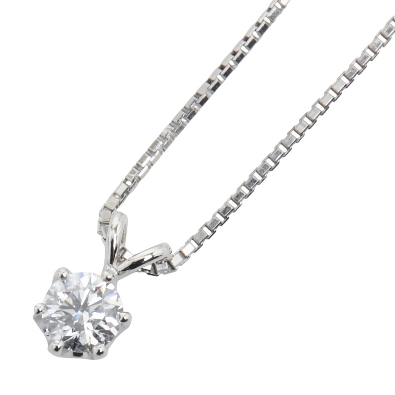Pt900 プラチナ Pt850 プラチナ ダイヤ0.315ct プチ ペンダントネックレス レディース 【中古】