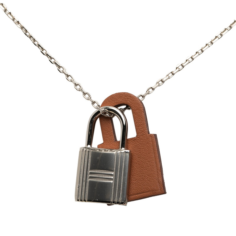 エルメス オーケリーPM カデナ モチーフ ペンダントネックレス シルバー ブラウン メタル スイフト レディース HERMES 【中古】｜【銀座パリス】　店