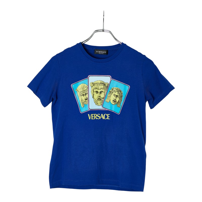 ヴェルサーチェ Greek Masks T-Shirt プルオーバー 大きさ12A 青み マルチ色つや 綿織物 キッズ VERSACE 【中古】