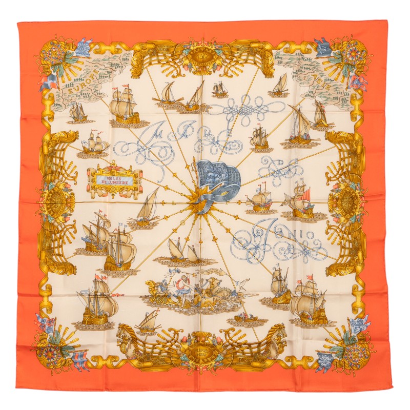 楽天市場】エルメス HERMES カレ90 シルク 夜の海に光る航路灯