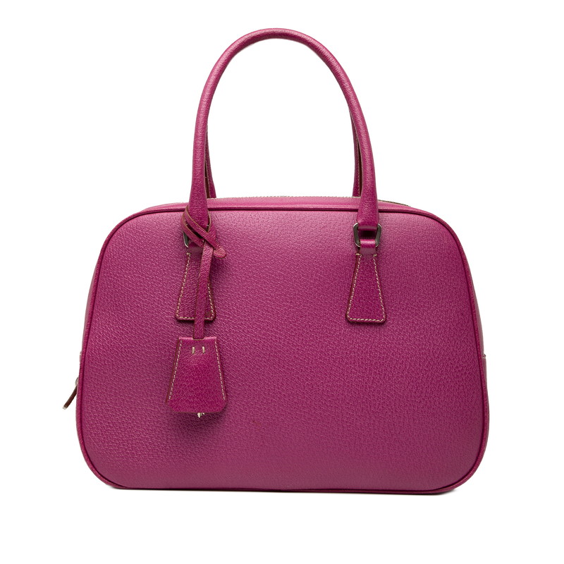 プラダ 三角ロゴプレート ハンドバッグ ピンク レザー レディース PRADA 【中古】