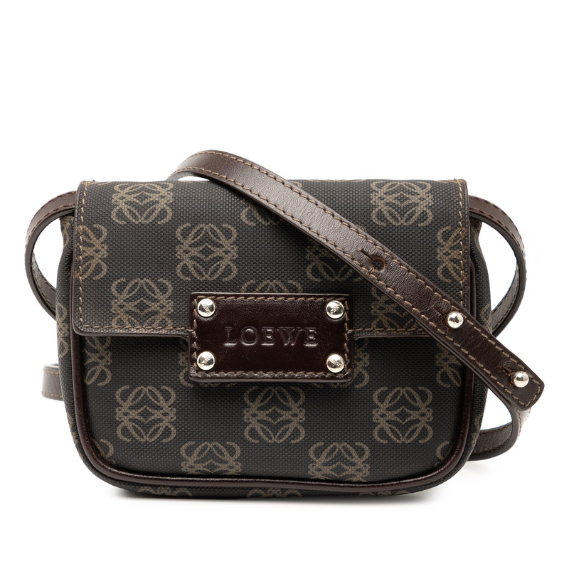ロエベ アナグラム ボディバッグ ショルダーバック ブラウン PVC レザー レディース LOEWE 【中古】｜【銀座パリス】　店