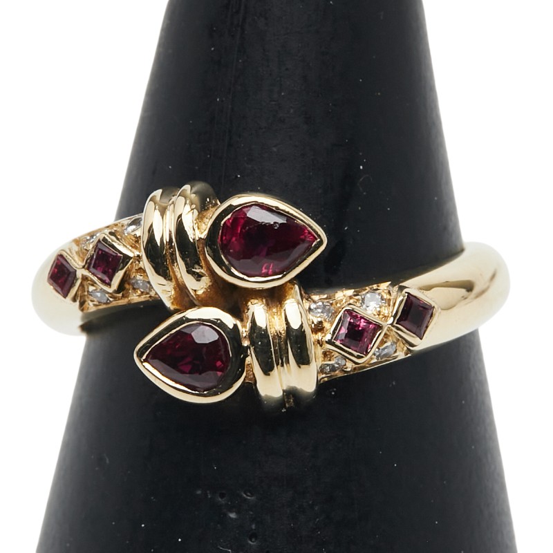 K18YG イエローゴールド ルビー0.58ct ダイヤ0.06ct リング 指輪 レディース 12号 【中古】 83,380円