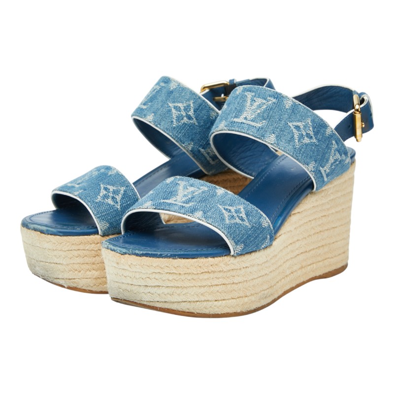 楽天市場】LOUIS VUITTON ルイ ヴィトン モノグラムデニム ウェッジ