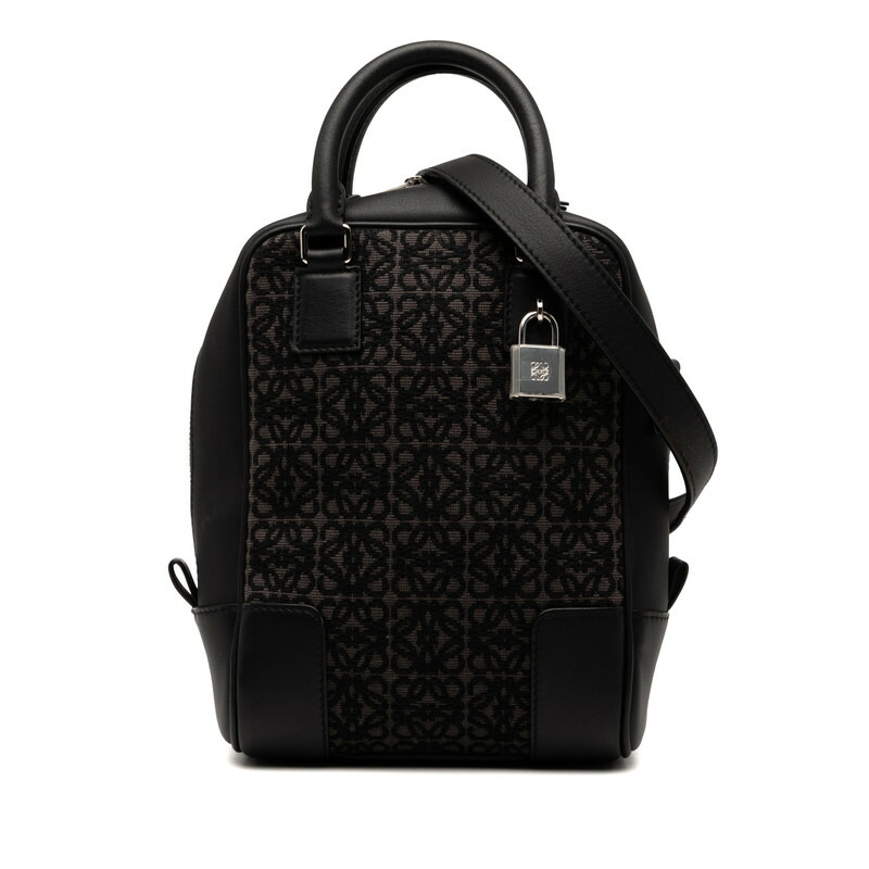 ロエベ アナグラム アマソナ15 ハンドバッグ ショルダーバッグ 2WAY ブラック グレー キャンバス レザー レディース LOEWE 【中古】 96,140円