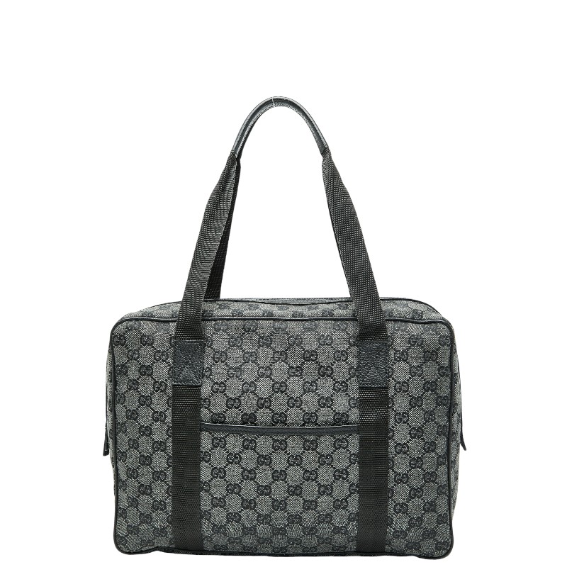 グッチ GGキャンバス ビジネスバッグ ハンドバッグ 282529 グレー ブラック キャンバス レザー レディース GUCCI 【中古】