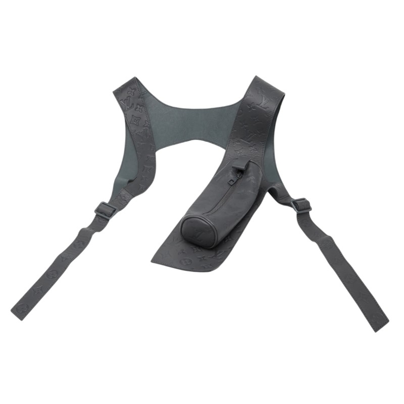 ルイ ヴィトン 21AW 3Dポケットモノグラムエンボスミッドレイヤーべスト ベスト ジレ サイズ：S HHL20WKRP グレー レザー メンズ LOUIS VUITTON 【中古】