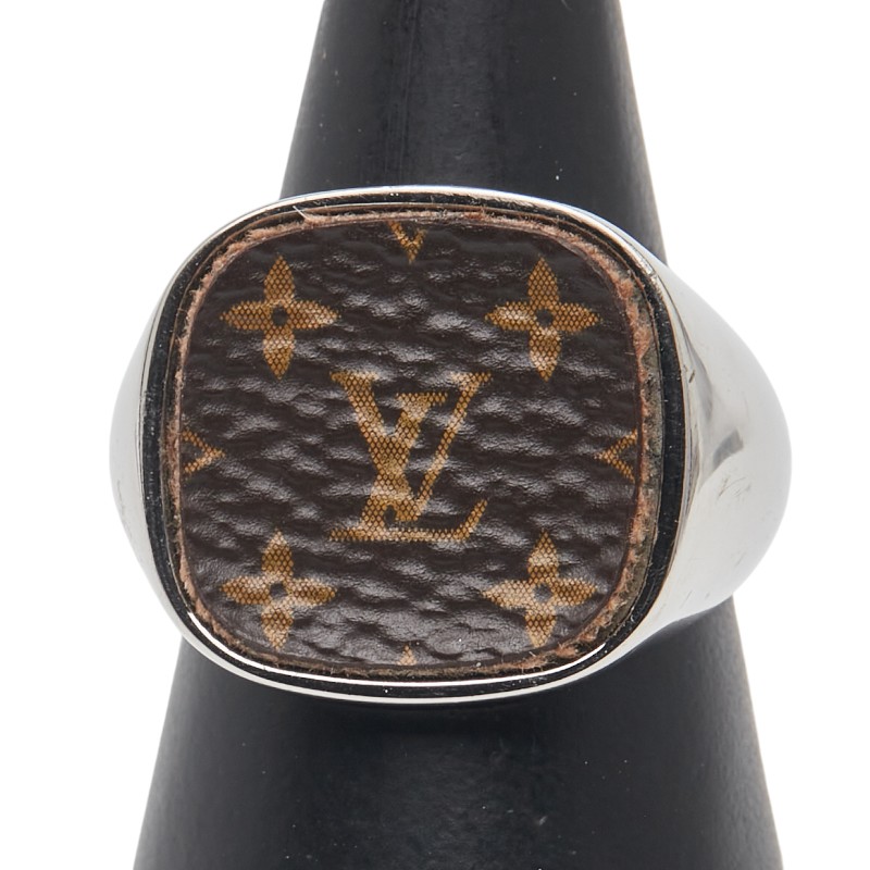 ルイ ヴィトン バーグ モノグラム パドロック リング 指輪 #L M00516 シルバー ブラウン メタル PVC メンズ LOUIS VUITTON 【中古】｜【銀座パリス】　店