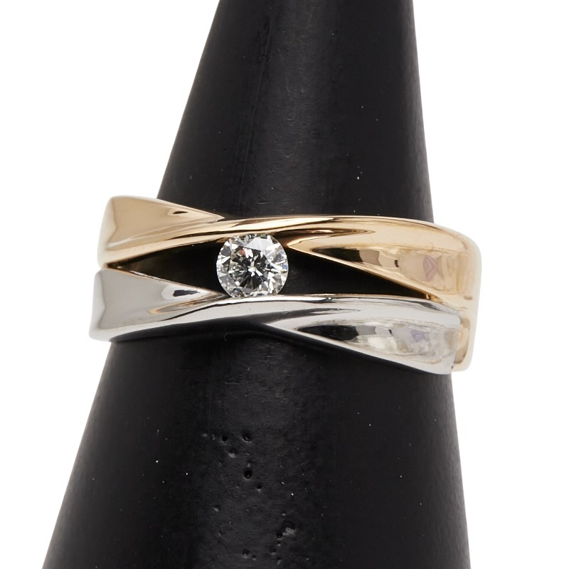 K18YG イエローゴールド Pt900 プラチナ ダイヤ0.18ct 1P リング 指輪 レディース 13.5号 【中古】 65,230円