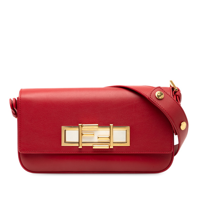 フェンディ トレバケット 壱ショルダーバッグ 8BR720 赤いこと なめし革 レディース FENDI 【中古】