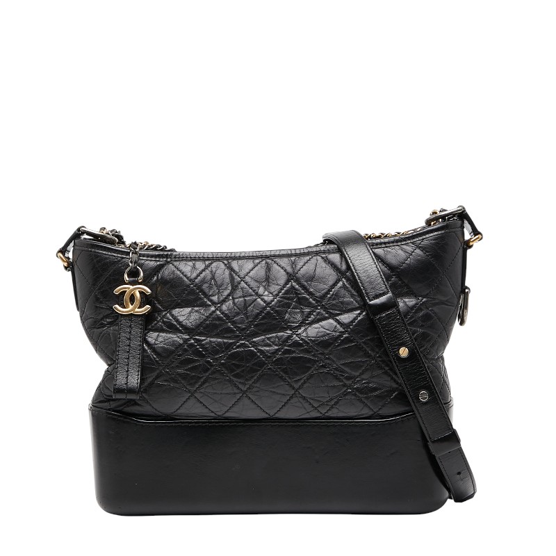シャネル ガブリエル ドゥ シャネル チェーン ショルダーバッグ ブラック レザー レディース CHANEL 【中古】