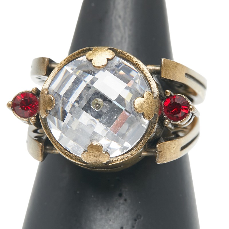 ディオール リング 指輪 #M ゴールド レッド メッキ ラインストーン レディース Dior 【中古】|【銀座パリス】 店