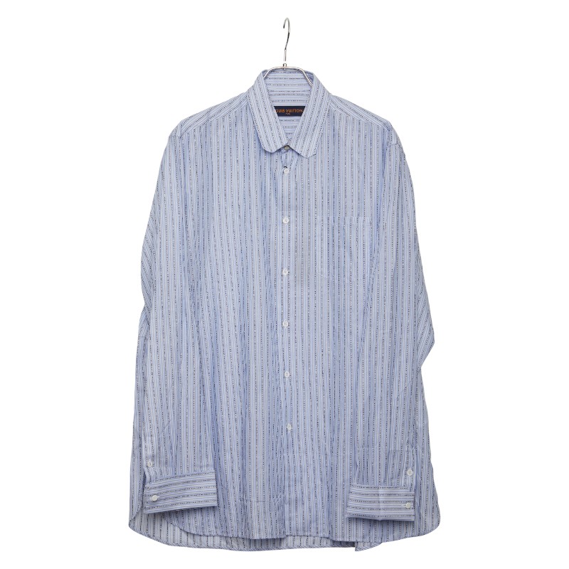 ルイ ヴィトン ストライプ レタードシャツ サイズ42 ブルー ホワイト コットン メンズ LOUIS VUITTON 【中古】