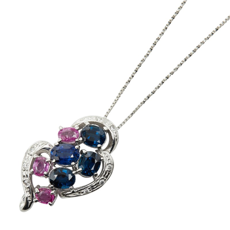 K18WG ホワイトゴールド サファイア2.07ct ダイヤ0.05ct ペンダントネックレス レディース 【中古】｜【銀座パリス】　店