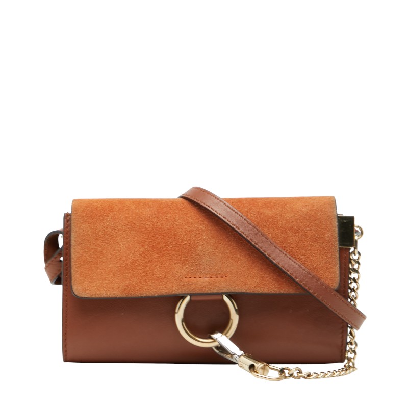 クロエ フェイ 斜め掛け ショルダーバッグ ブラウン レザー スウェット レディース Chloe 【中古】｜【銀座パリス】　店