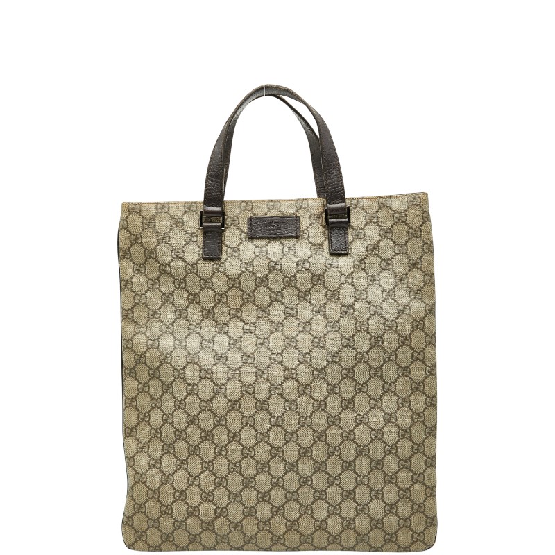 グッチ GGスプリーム ハンドバッグ トートバッグ 131258 ベージュ ブラウン PVC レザー レディース GUCCI 【中古】｜【銀座パリス】　店