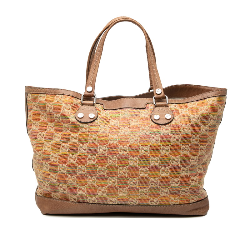 グッチ パグリアGG サンセット トートバッグ 232943 ブラウン マルチカラー レザー ストロー レディース GUCCI 【中古】|【銀座パリス】 店