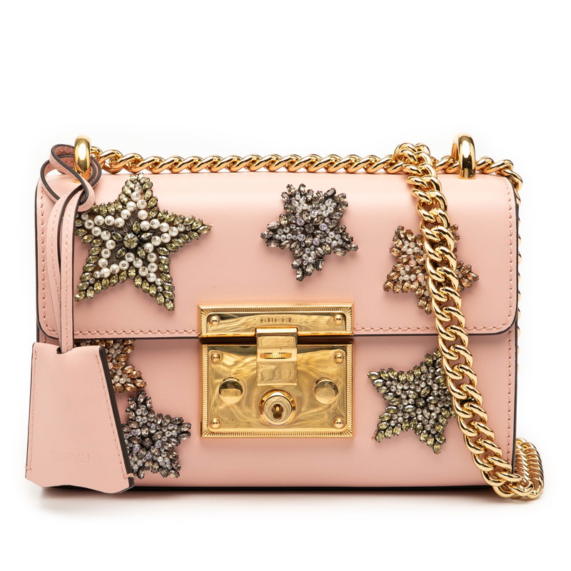 グッチ パドロック スター 星 ビジュー チェーン ショルダーバッグ 432182 ピンク レザー レディース GUCCI 【中古】｜【銀座パリス】　店