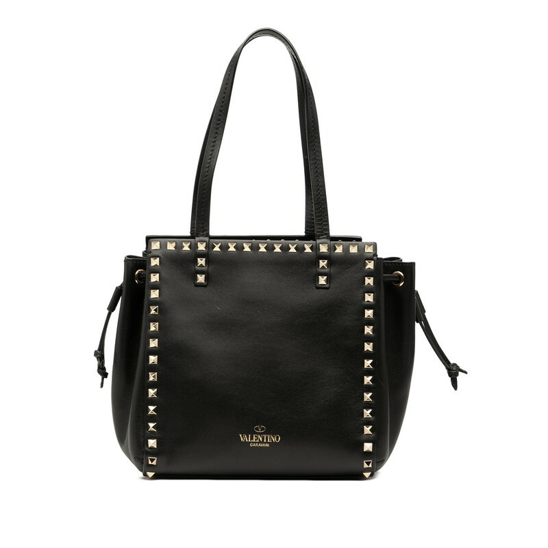 ヴァレンティノ ロックスタッズ ハンドバッグ ショルダーバッグ ブラック レザー レディース VALENTINO 【中古】