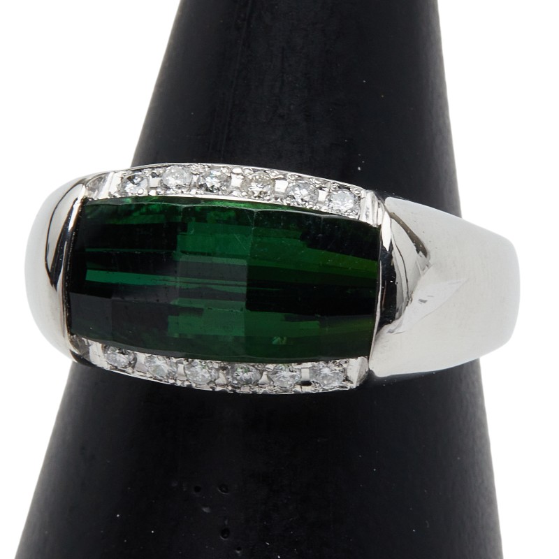 Pt900 プラチナ トルマリン3.22ct ダイヤ0.15ct リング 指輪 レディース 12号 【中古】