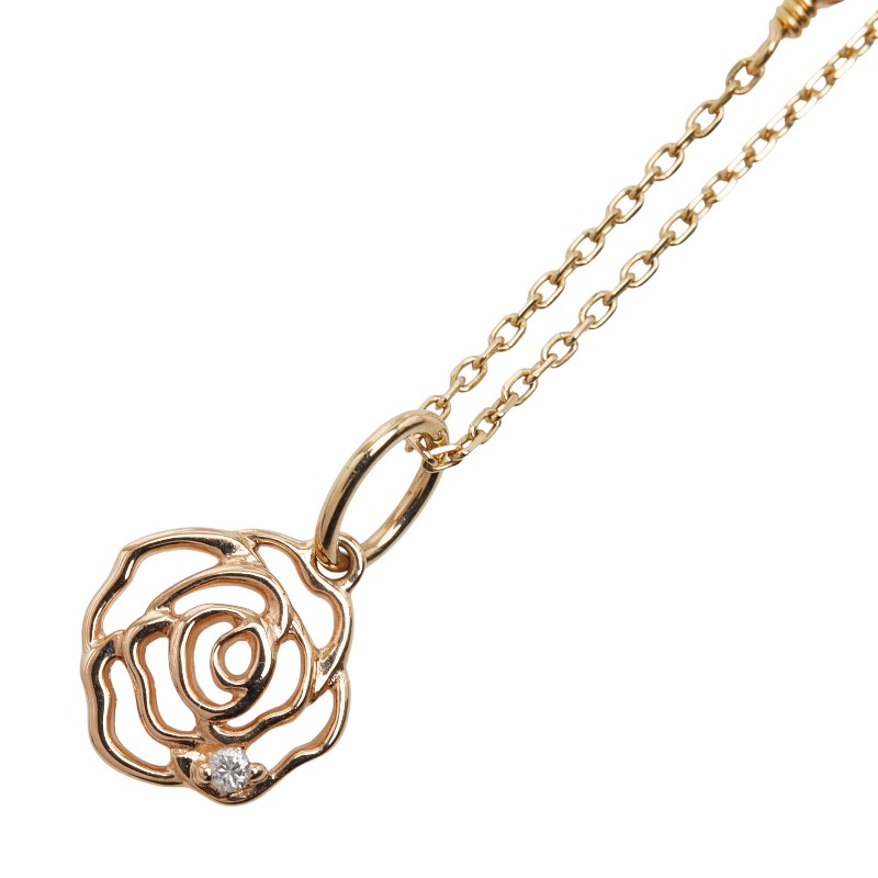 アガット K10YG イエローゴールド ダイヤ0.01ct ローズ 薔薇 モチーフ ペンダントネックレス レディース agete 【中古】|【銀座パリス】 店