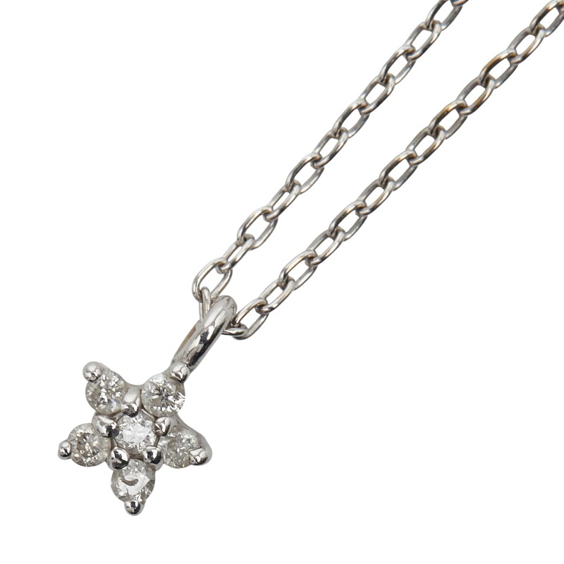 サマンサティアラ K18WG ホワイトゴールド ダイヤ0.06ct フラワー 花 モチーフ ペンダントネックレス レディース Samantha Tiara 【中古】