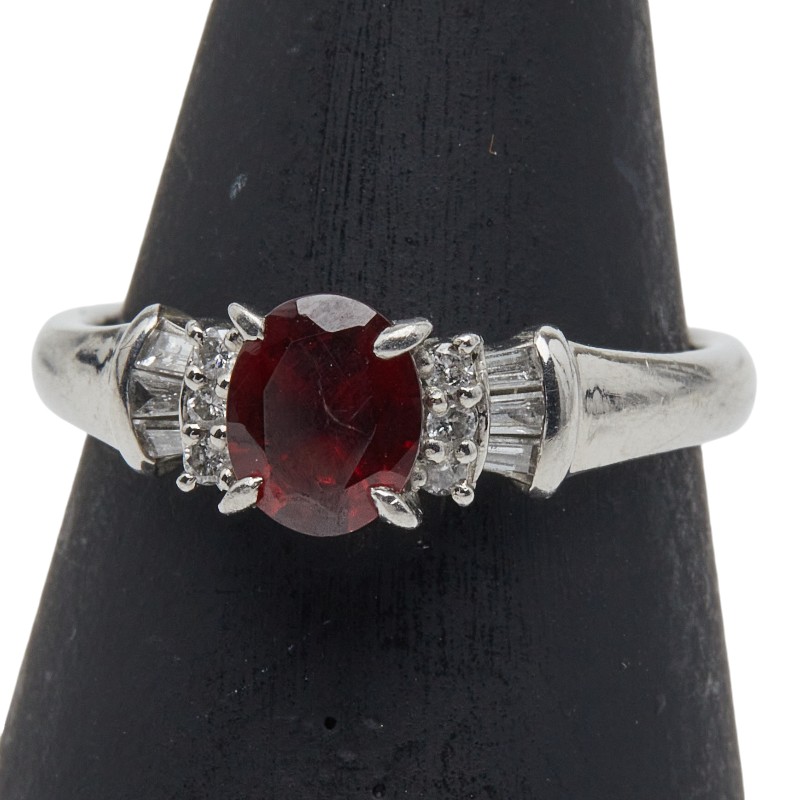 Pt900 プラチナ ガーネット ダイヤ0.16ct リング 指輪 レディース 11号 【中古】 54,480円