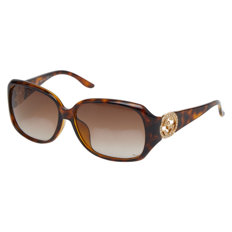 グッチ インターロッキングG スモークグラデーション ラインストーン サングラス GG3592 ブラウン プラスチック レディース GUCCI 【中古】｜【銀座パリス】　店
