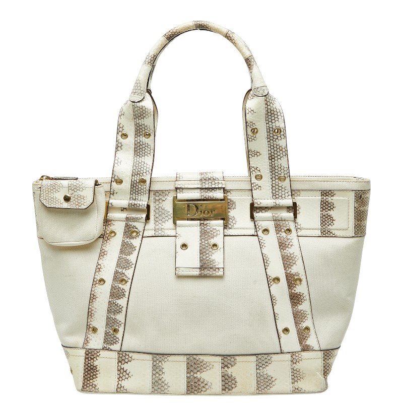 ディオール ロゴ ハンドバッグ トートバッグ ホワイト アイボリー レザー レディース Dior 【中古】|【銀座パリス】 店