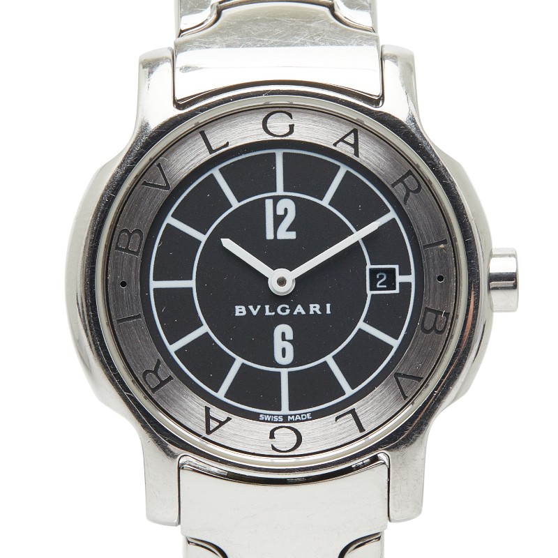 ブルガリ ソロテンポ 腕時計 ST29S クオーツ ブラック文字盤 ステンレススチール レディース BVLGARI 【中古】