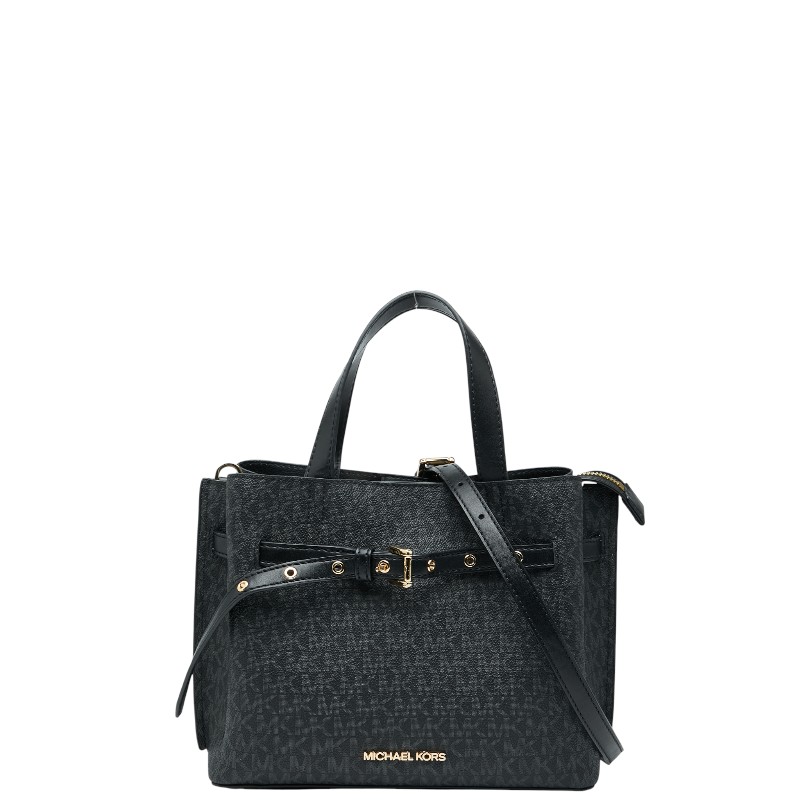 マイケルコース MKシグネチャー ハンドバッグ ショルダーバッグ 2WAY ブラック PVC レザー レディース Michael Kors 【中古】 9,728円